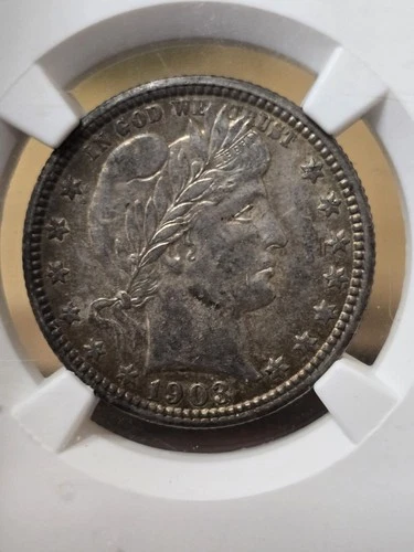 1903 25c Barber Quarter - NGC Au 53 Toned