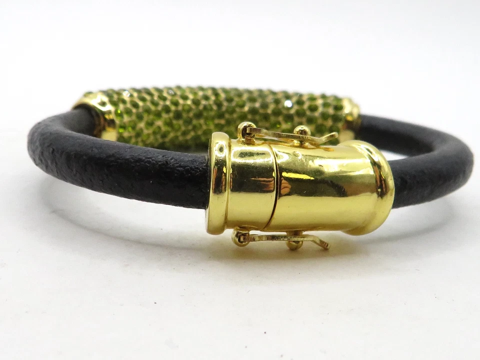 2pc LOT OF VINTAGE JOAN BOYCE  BRACELETS w/ YELLOW & GREEN RHINESTONES - Image 4 of 4