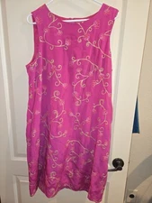 Madison Studio 100% Silk Dress With Embroidery,  Lined, Sleeveless