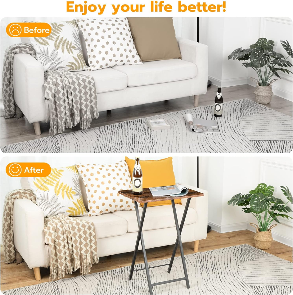 Folding TV Tray Table, TV Tray, Snack Table for Small Space, Dining