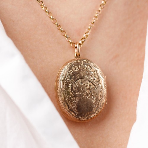 Collana vittoriana oro rosa 9 ct ciondolo medaglione lutto catena Belcher 47 cm - Foto 7 di 18
