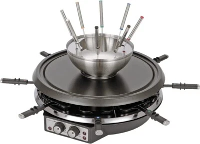 TARRINGTON HOUSE TH Raclette Fondue 2in1 Set Grill Raclettepfännchen Gabeln 1900 Watt RG1981F