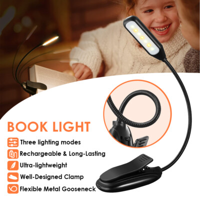 DOPW LED Leselampe Hals-Leseleuchte,Buchleuchte Zum Lesen,3 Farben,6