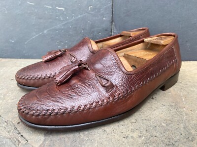 ZELLI Mens Handcrafted in Italy Tassel Brown Crocodile 