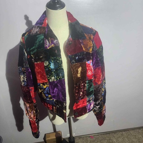 fibers barbara lesser velvet graphic bomber jacket size medium