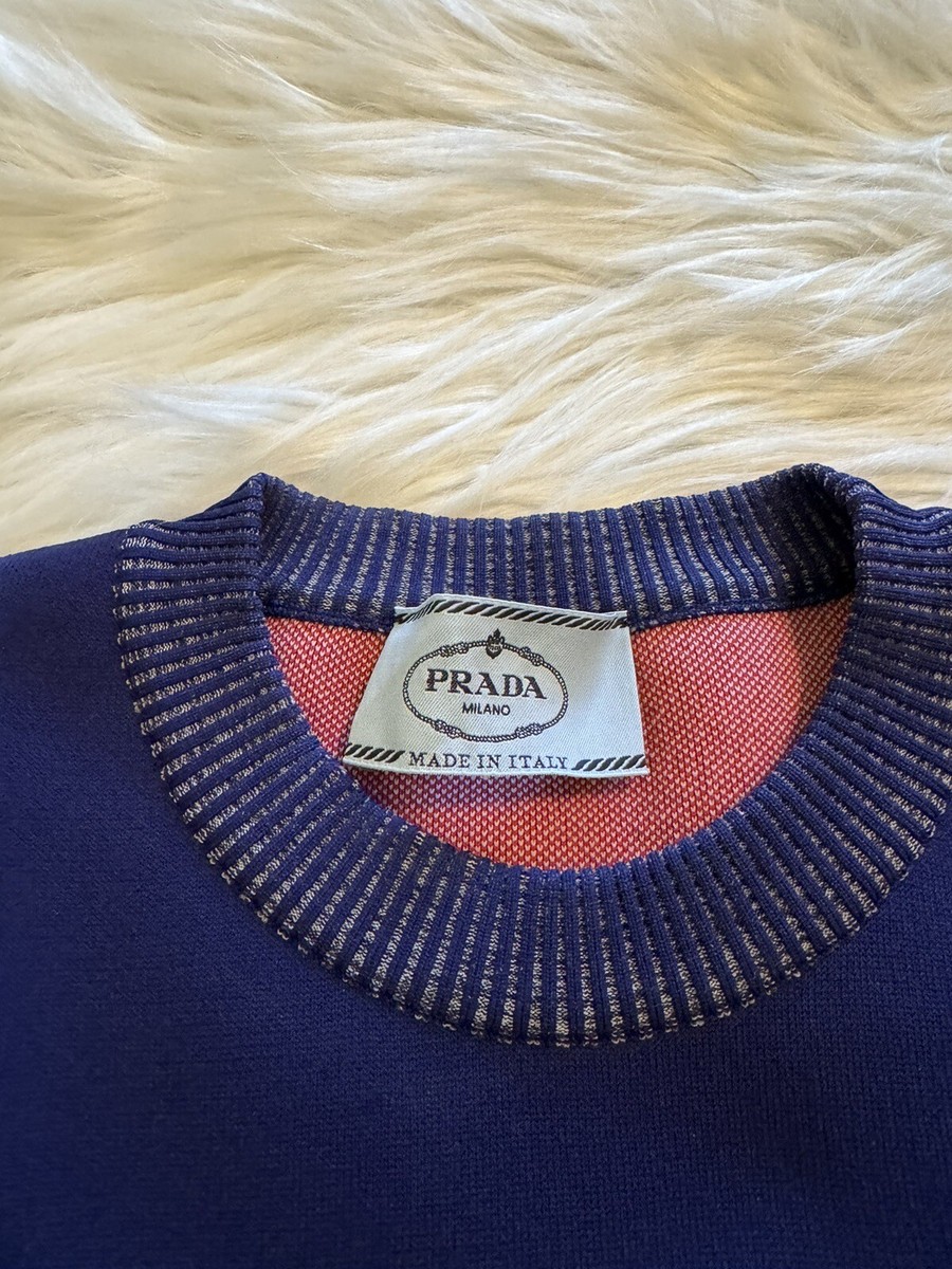 Prada Intarsia Gradient Knit Crop Top Shirt Technical Jersey Prada Intarsia Gradient Knit Crop Top Shirt Technical Jersey