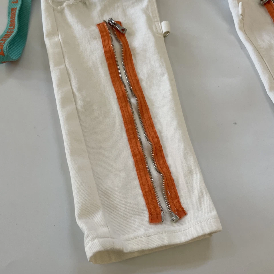 Locked Loaded Jeans Distressed White Pants w/Straps Size 38 Hip Hop Skater - Изображение 4 из 4