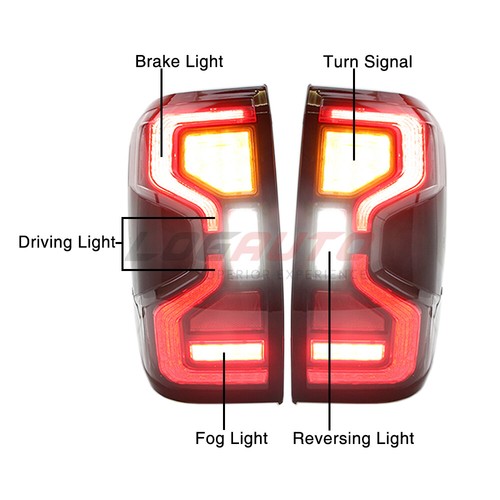 For Ford Ranger 2022+ LED Tail Light Assembly Brake Reverse Lamp W/ Turn Signal - Picture 9 of 12