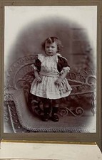 Antique Victorian Era Photo Little Blonde Curly Hair Girl Studio Portrait