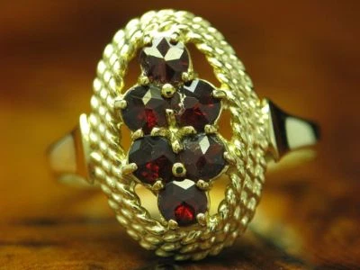 8kt 333 Gelbgold Ring mit 0,72ct Granat Besatz / 4,1g / RG 57 - Bild 1 von 4