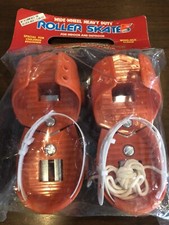 Vintage New Old Stock Kid's ROLLER SKATES Plastic w Metal Support - Orange