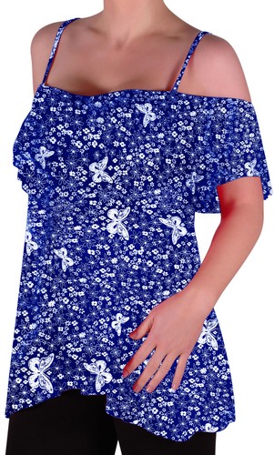 Womens Off The Shoulder Strappy Cami Vest, Tunic Blouse Cold Shoulder Swing Top - Picture 32 of 52