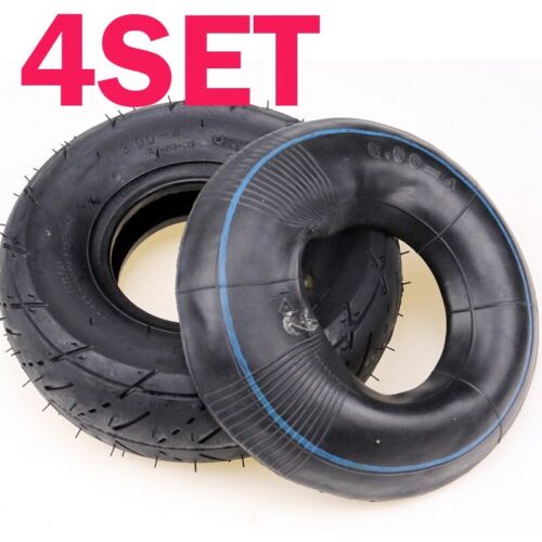 4pcs 3.00-4 Tire + Tube (10"x3", 260x85) Scooter Pocket Bike Razor E300 Go Kart - Picture 1 of 8