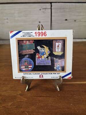 1996 ATLANTA OLYMPIC PINS Official Classic Collectors 5 pc Pin Set New Open Box