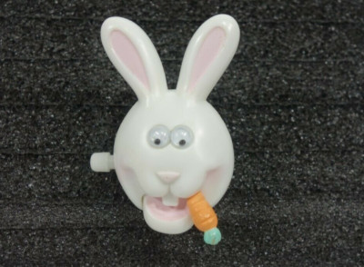 Vintage 1989 Hallmark Easter Bunny Wind Up Brooch Pin Pink Bow Works