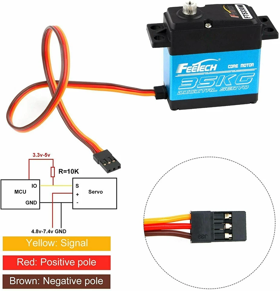 2 Pack Waterproof 35kg Full Metal Gear Digital Servo HIGH TORQUE & SPEED RC Car - Image 3 of 4