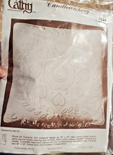 VTG New Sealed Cathy Needlecraft Inc Candlewicking Pillow Kit CW Hearts Flower