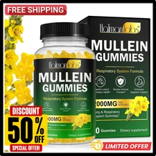 Mullein Gummies for Lung Detox, 2000Mg Mullein Leaf Extract for Respiratory & Di