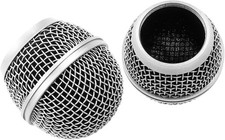 2 PCS Silver Microphone Ball Head Mesh Grill - SM58 Compatible Replacement