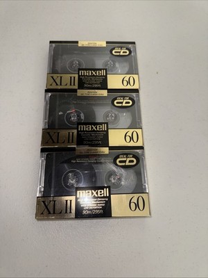 Maxell XL-II 90-minute Blank Audio Cassette Lot of 3 NIB