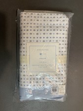 Pottery Barn Kids Carson Crib Skirt Blue Gray Polka Dot Nursery Bedding NIP