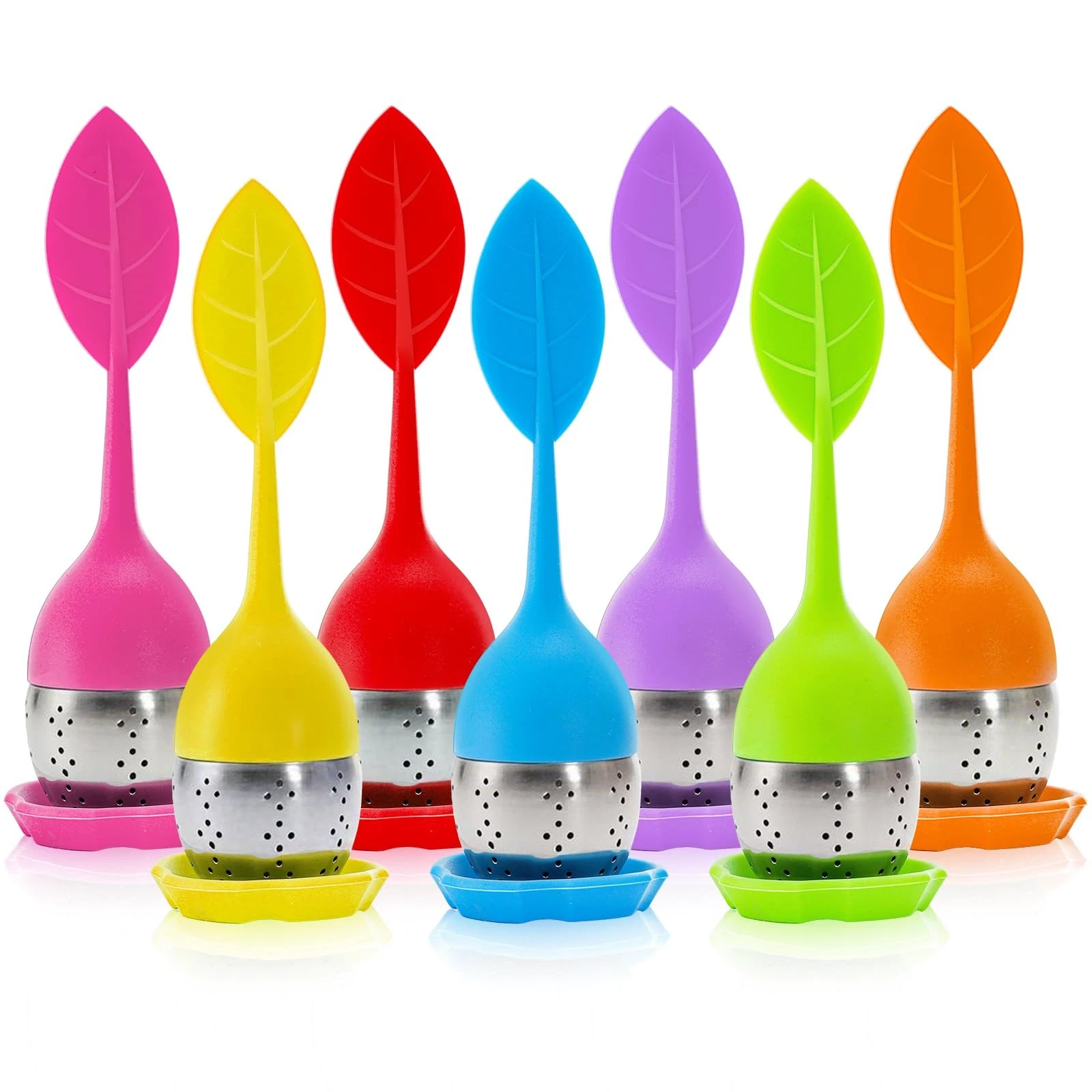 7 Pack Silicone Tea Infuser, Cute Loose Leaf Tea Steeper, Fine Mesh Tea Strai...