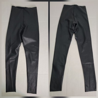 Commando Faux Leather Leggings Womens SZ M Black Smoth High Rise Pull On
