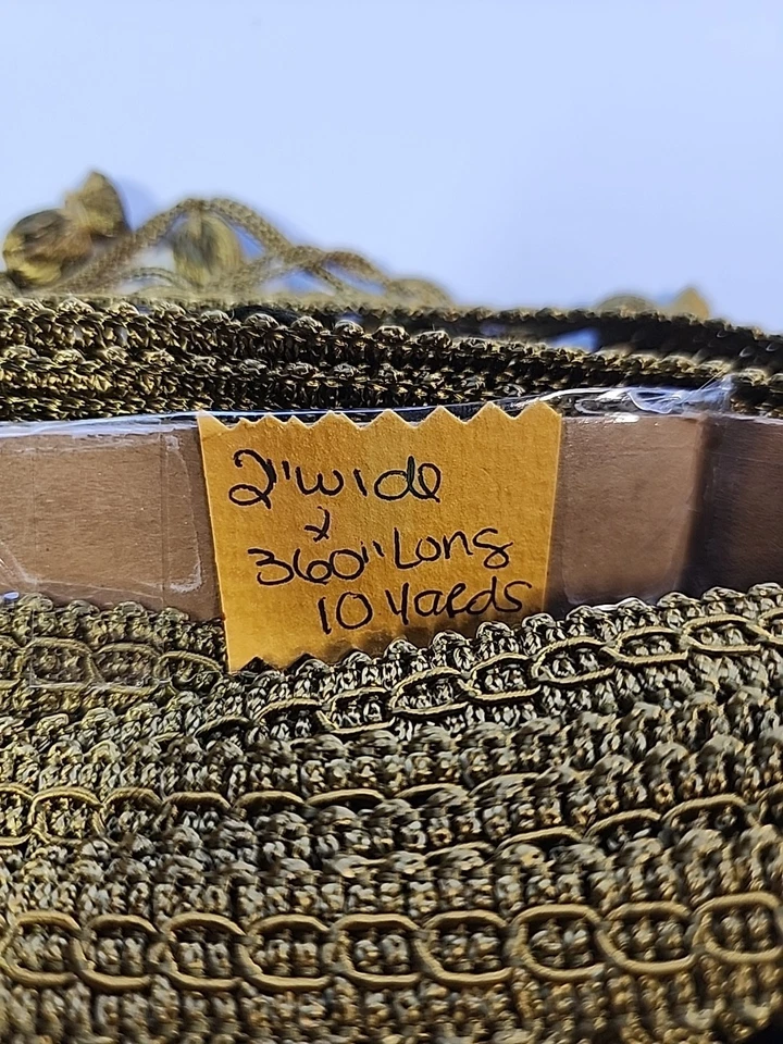 Borla satinada verde oliva de colección de hermosa calidad borde de flecos 2" X 10 yardas  Foto 3 de 4