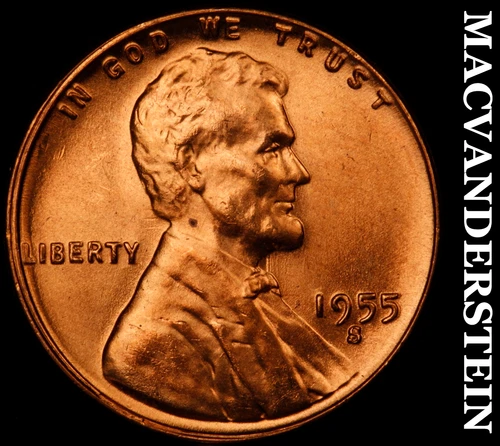 1955-S Lincoln Wheat Cent-Choice Gem BU Red Lustrous No Reserve #i2749