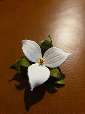 Trillium Lily Brooch made of leather