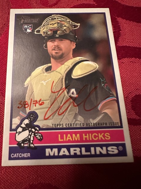 Liam Hicks Rookie 2025 Topps Heritage High Number Red Real One Auto /76 #ROA-LH