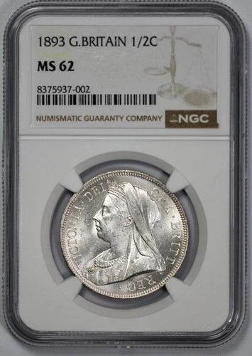 1893 Great Britain Silver 1/2C Half Crown NGC MS 62