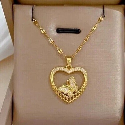 Valentine's Special Pendant 14K Yellow Gold Plated Round Lab Created Diamond 2Ct