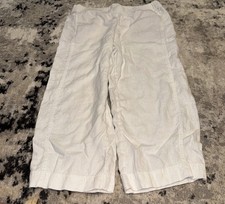 J Jill Pants Love Linen Wide Leg Cropped Khaki Womens Sz Medium Petite PM Pull