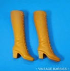 Vintage Barbie Doll Tan Rubber Lace Up Boots Taiwan MINTY ~ 1960's - 1970's