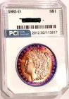 1882-O Rare Date Gem BU + Album Rainbow Color Toned Morgan Dollar
