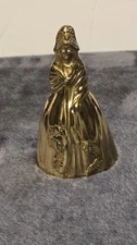 Vintage Brass English Dinner Bell Figural Victorian Woman EUC