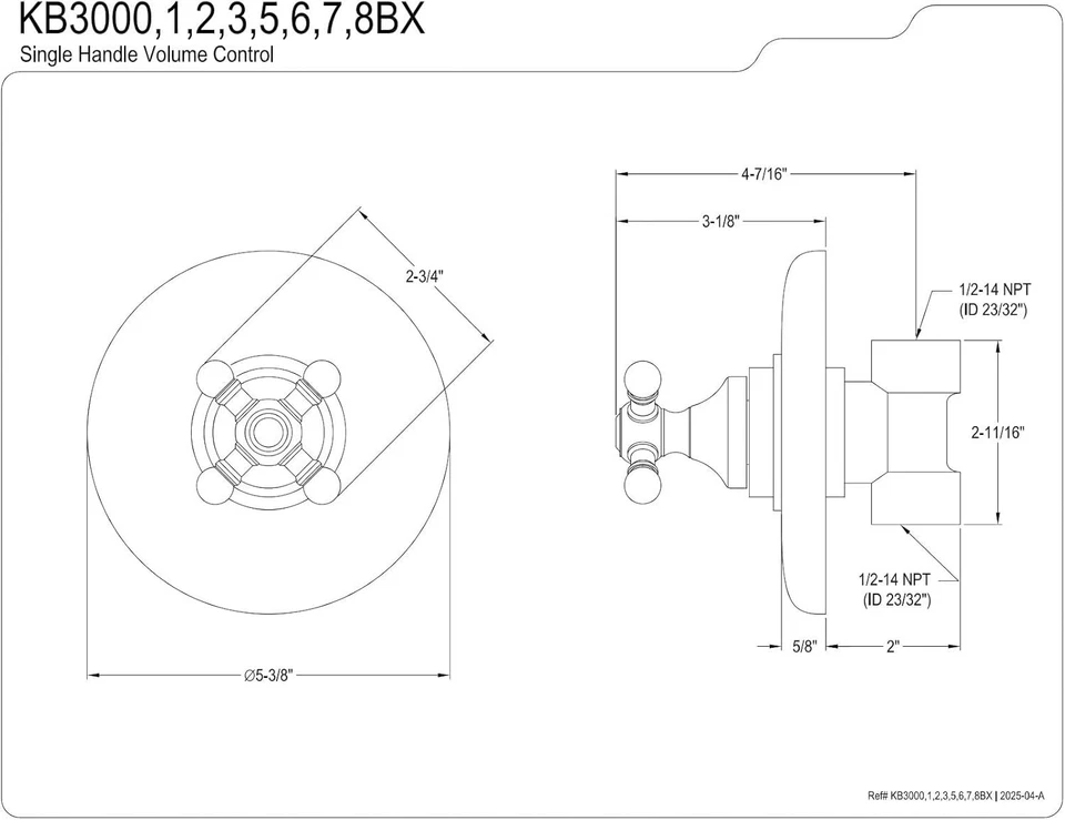 KB3002BX- Borde de válvula de control de volumen de una sola manija vintage de latón Kingston Foto 4 de 4