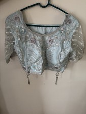 Light Blue Embroidered Lengha Net Sequins Set Choli Skirt Dupatta