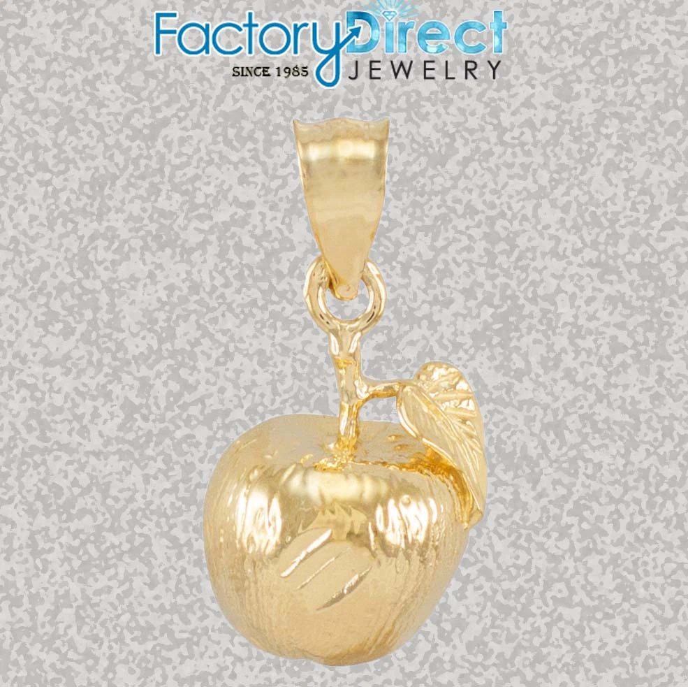 10K 14K Gold Love Thorn Golden Apple Stem Charm Pendant Chinese Apples