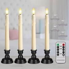 Battery Operated Led Window Candles With Remote Timer 8 Inches Ivory Flameless T