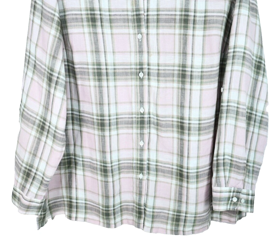 JONES NEW YORK Women's Linen Tunic Shirt Long Sleeve Plaid Western Multicolor 2X - Image 4 of 4