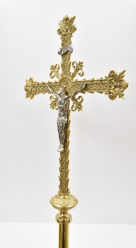 + Traditional Brass & Silver Church Mass Processional Cross (#205PC) Chalice Co. - Picture 6 of 19