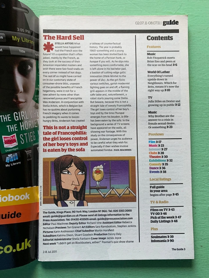 THE GUIDE magazine 2-July-2011 BRIAN ENO Julia Stiles Viva Brother (TV) - Image 2 of 2