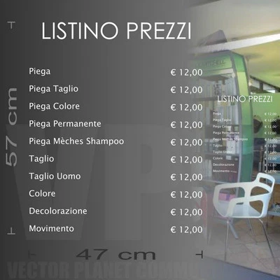 AVERY LISTINO PREZZI ADESIVO PARRUCCHIERE ESTETISTA BAR PIZZERIA LOCALE PIZZETTERIA
