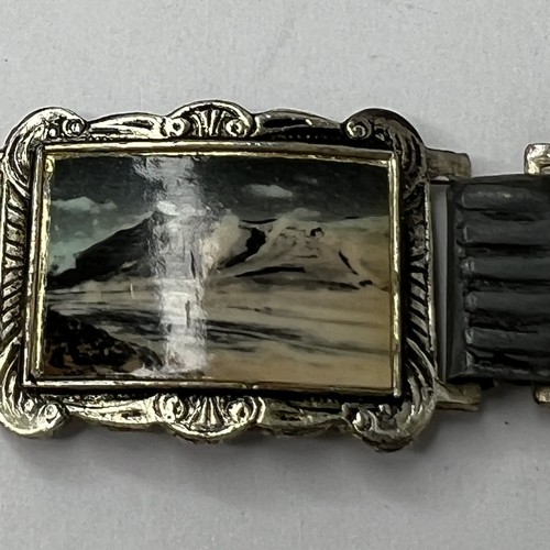 Scenic Plaques Tourist Bracelet Base Metal Finish Removed on Parts Vintage - Picture 6 of 10