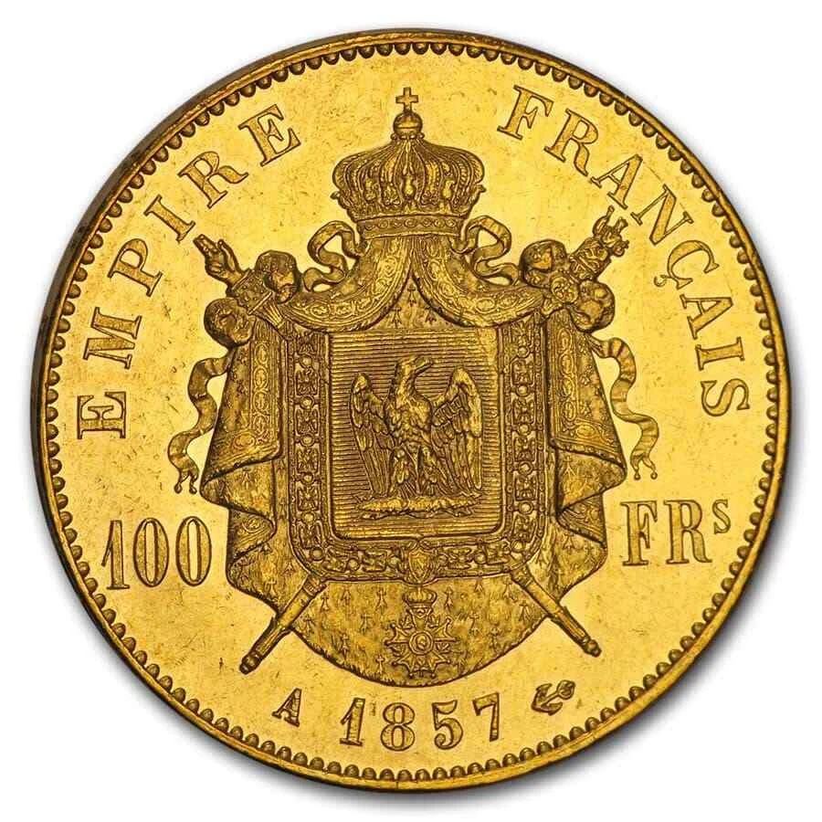 1855-1859 Francia Oro 100 Francos Napoleón III BU Foto 2 de 2