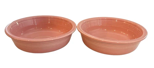 Set of 2 Vintage Fiesta Fiestaware HLC USA Rose Pink Soup Salad Cereal Bowls 7"