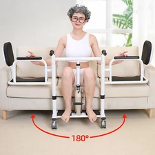 Patient Lift Transfer Chair Bathroom Wheelchair with 180° Split Seat and Pottyif