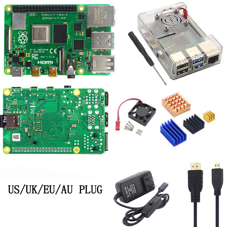 Raspberry Pi 4 Model b 1GB 2GB 4GB 8GB Kit Case w/Fan Power Supply Heatsink new - Image 2 of 4